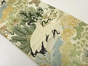 アンティーク　松鶴に梅模様織出し丸帯（材料）